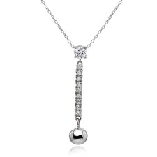 Collier En Argent Sterling Avec Pendentif Rond En Zircon Cubique Dangling
