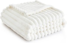 White Throw Blanket for Couch - GentleSoft Cozy Soft Blankets for Women 50x60 In