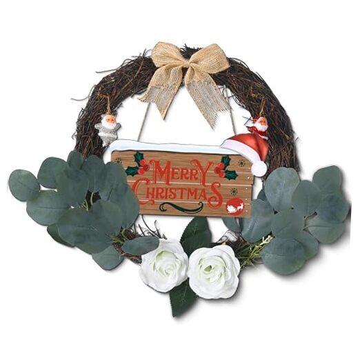 Christmas Wreath for Front Door Artificial Christmas Garland, 20 inch Brown