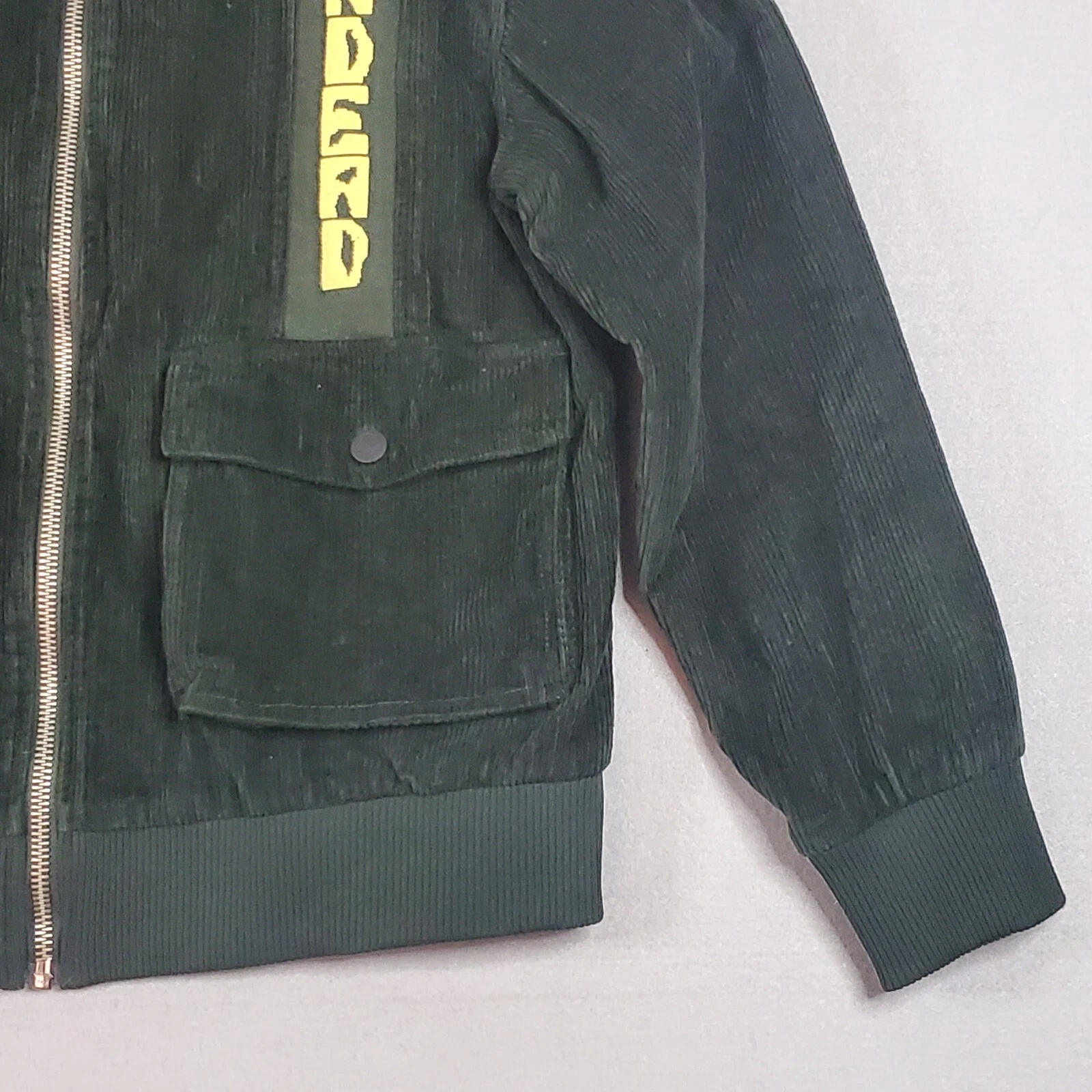 Brain Dead Cord Goose Jacket Green Corduroy Full Zip Winter Coat Fleece Sz M image 3