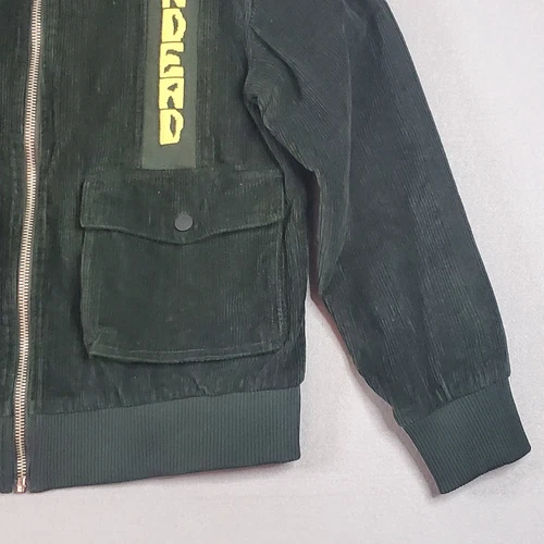 Brain Dead Cord Goose Jacket Green Corduroy Full Zip Winter Coat Fleece Sz M image 3