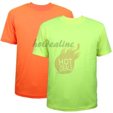 Hi Vis Work Safety High Visibility Plain Green/Orange Sport Short Sleeve T-shirt