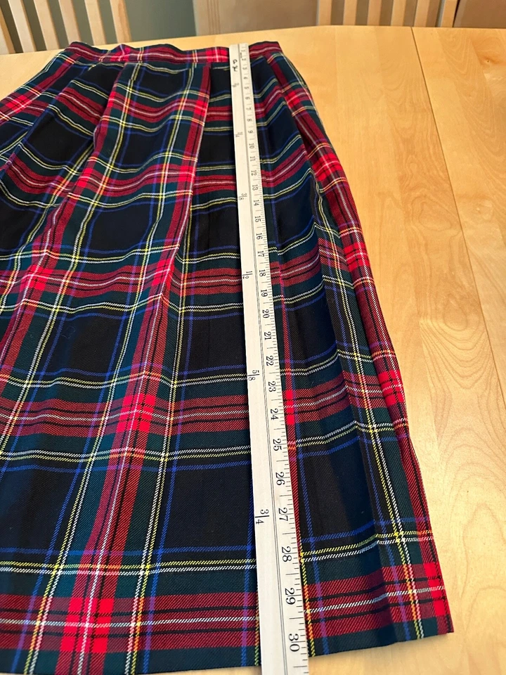 LAND END ПОДКЛАДКА TARTAN КЛЕТКУ 100% ШЕРСТИ MIDI ЮБКА ЖЕНЩИН SZ 6 - Изображение 2 из 4