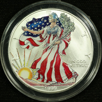 1999 dollar american eagle silver colorized color