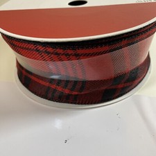 Celebrate It Wired Jumbo Ribbon, Christmas, Red Black Plaid, 2.5 in x 80 ft