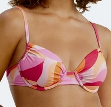SANCTUARY SWIM Shell Abstract Underwire Island Pink Bikini Top NEW Womens Sz L