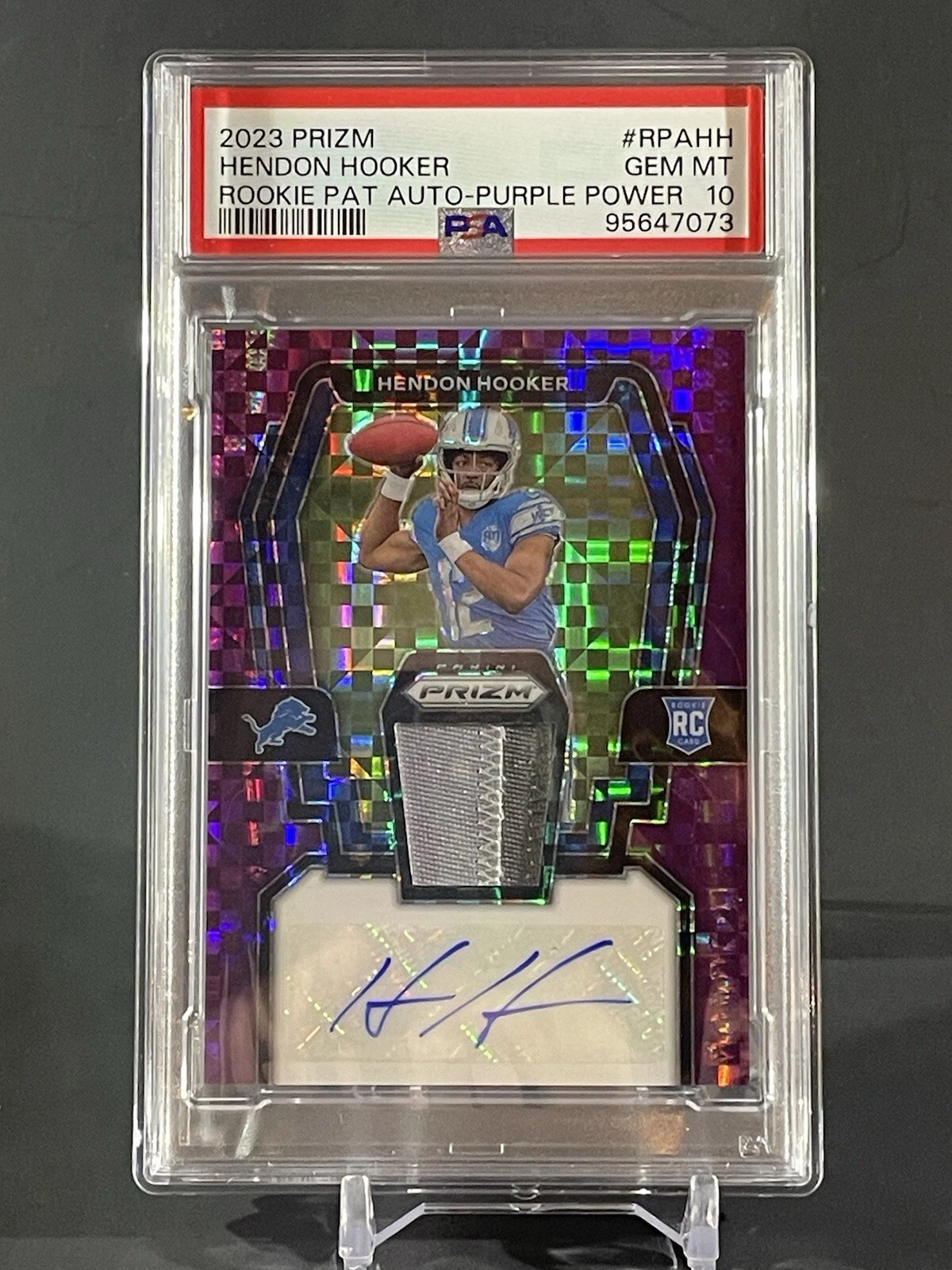 Hendon Hooker Panini Prizm Rookie Patch Autographs #RPAHH Purple Power