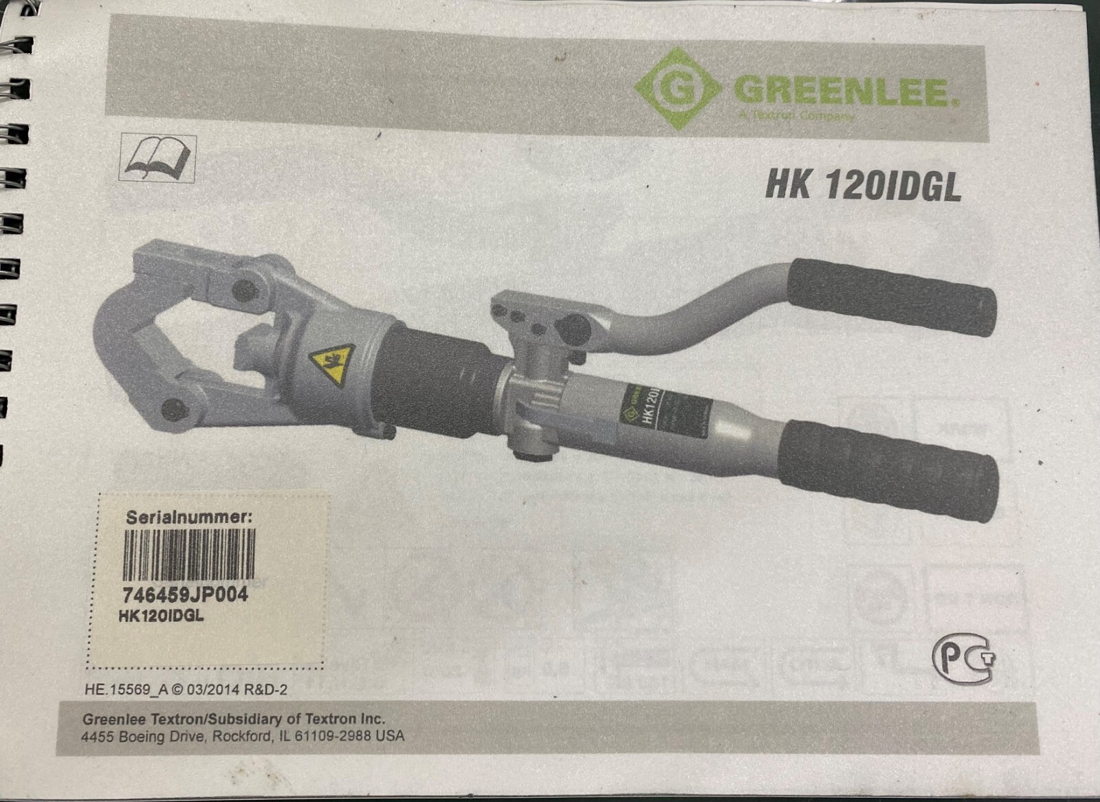 Greenlee HK12ID / HK120IDGL Dieless Crimping Tool eBay