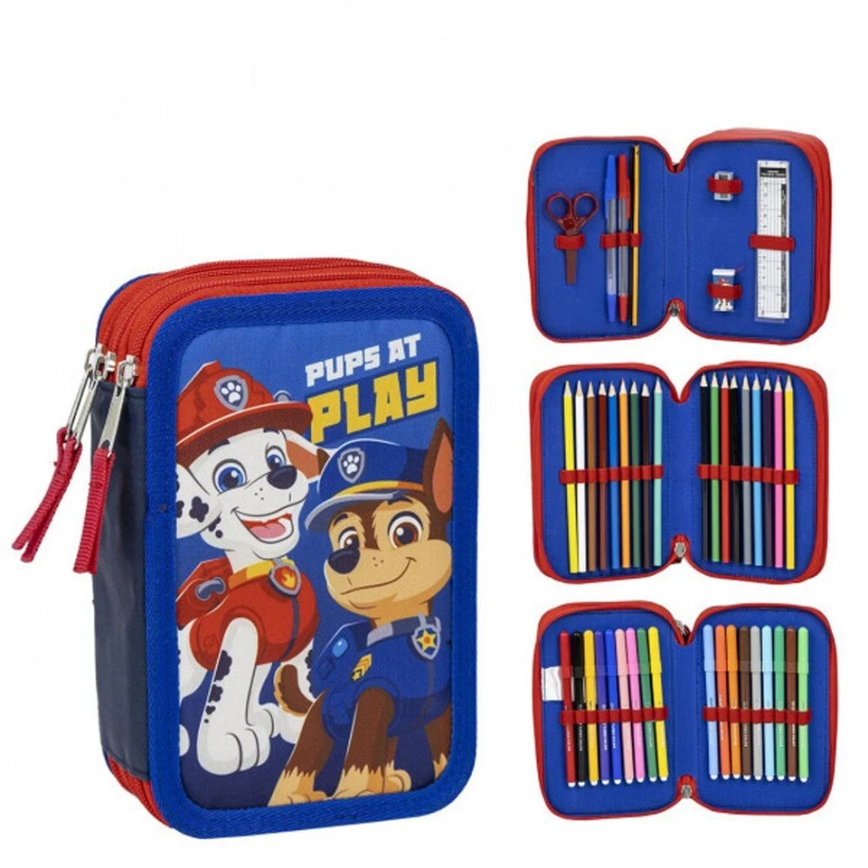 PAW Patrol Pups at Play Federtasche Federmäppchen Mäppchen mit Zubehör gefüllt