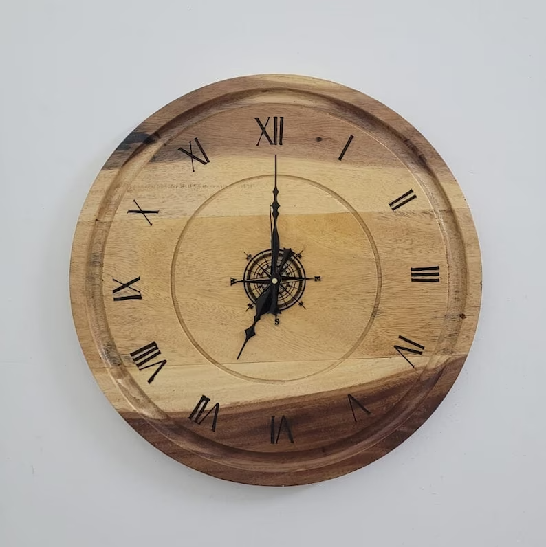Wall Clock | Wood Engraved New Design | Wooden Clock | Hand Craft Wall Clock-image