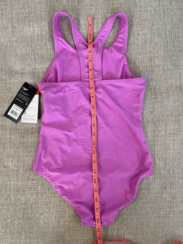 Speedo Solid Racerback One Piece Swimsuit GIRLS US Size 12 Purple - Picture 10 of 10