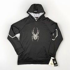 Spyder NWT Black Pullover Hoodie Boys, Size XL New Activewear Spider DryWEB Tech