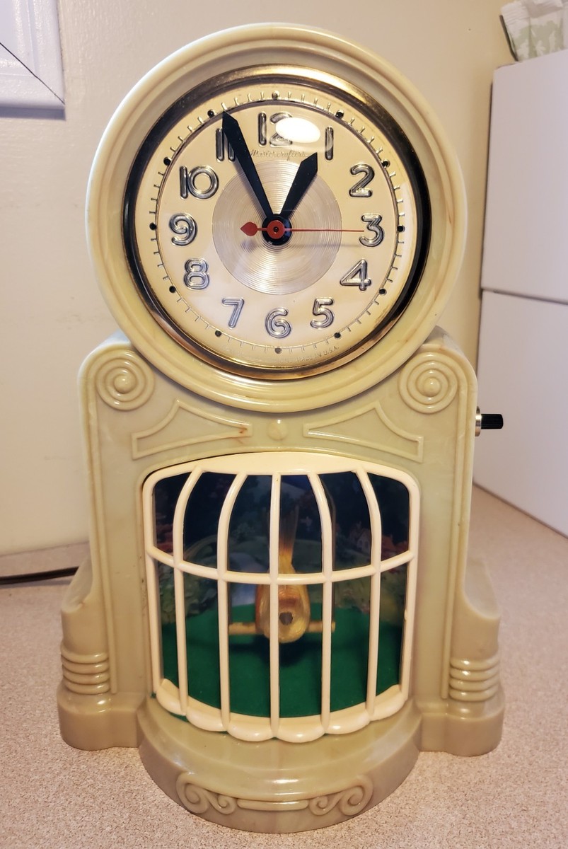 Mastercrafters 335 Swinging Bird Clock Green Onyx Finish Fully