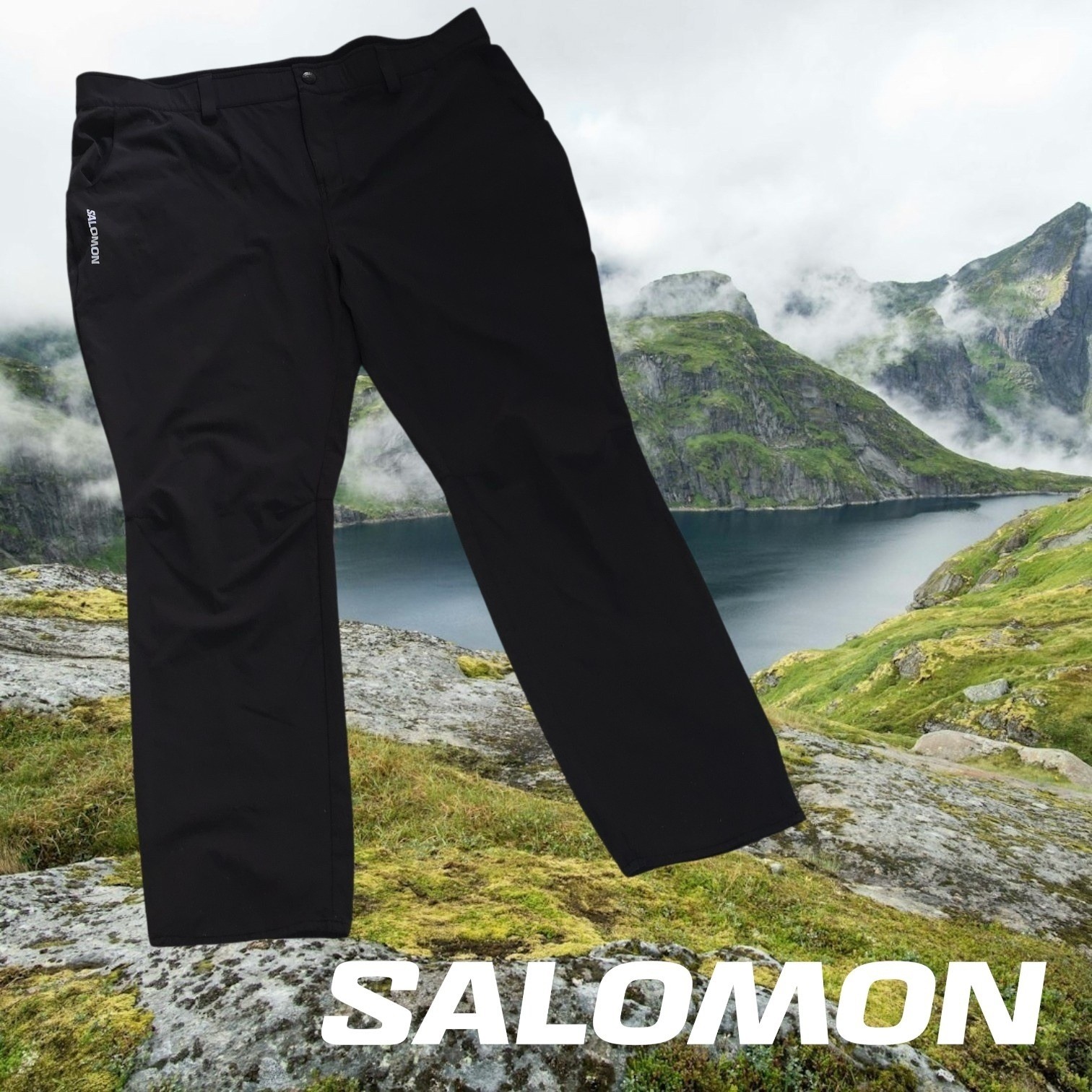 Salomon Mens Wayfarer Stretch Hiking Performance Pants Black 40