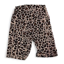 Leopard Print Biker Shorts Tan Small High Waisted Athleisure Gym