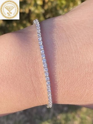 Premium 14K White Gold Natural Diamond Tennis Bracelet IGI Quality Assured 2.5Ct