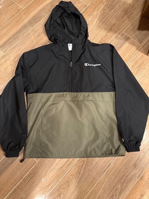 Champion Packable Half Zip Windbreaker, Jet Black, Men s Size Medium