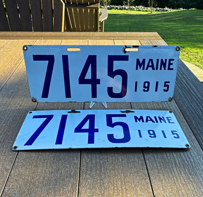 Pair of 1915 Maine State License Plates Set No. 7145