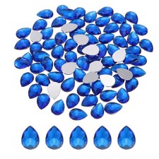 100PCS Flat Back Acrylic Teardrop Gems 10x14mm Rhinestones, Dark Blue