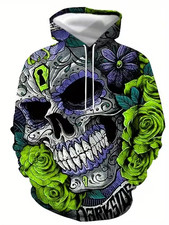 Enchanted Flower Skull All-Over Print Sweatshirt Hoodie - Adults  Youth