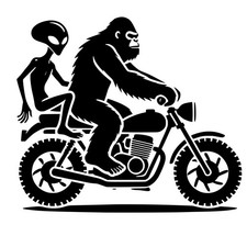 Paranormal Phone Sticker 2 Inch Bigfoot And Alien Riding Motorcycle