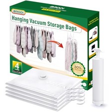 Hanging Vacuum Storage Bags For Clothes With Hand Pump,Coat Storage Bag 4 Long