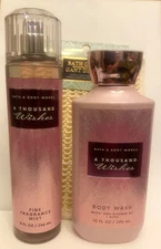 Bath and Body Works A THOUSAND WISHES Set Fragrance Mist Body Wash & Bath Glove