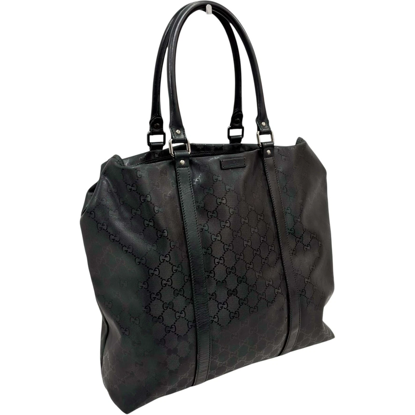 Gucci — Gucci Imprime Tote Bag 223668 Leather Black Women's KNB1762 #KNB1762