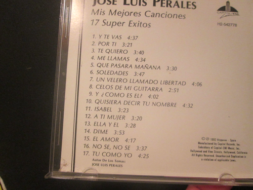 Mis Mejores Canciones / 17 Super Exitos - Jose Luis Perales (CD) - Picture 3 of 4