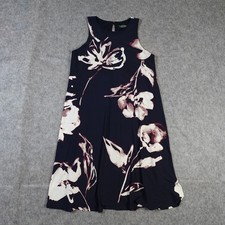 Ralph Lauren Dress Womens 0 Floral Knee Length A Line Shift Sleeveless Navy