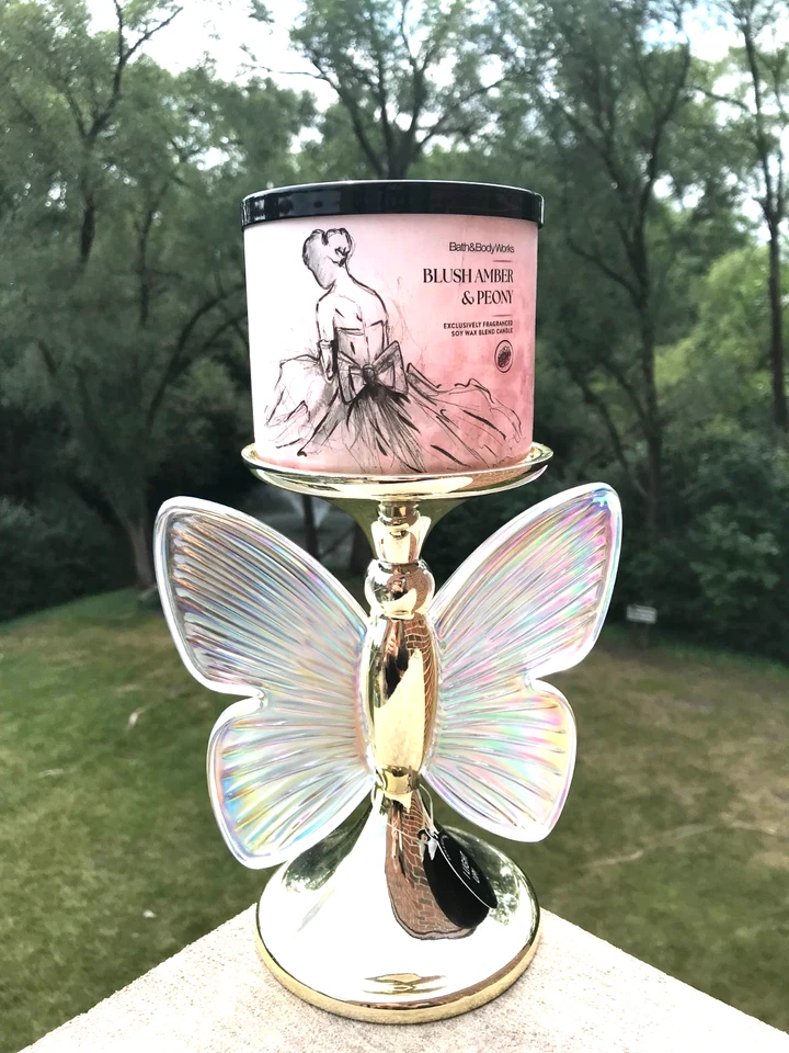 ¡NUEVO! Vela de 3 mechas Bath & Body Works BLUSH ÁMBAR PEONÍA (pedestal no incluido) Foto 3 de 3