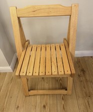 Vintage Beech Folding Chair Slatted Wooden Garden Patio Bistro Conservatory