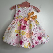 Vintage The Children  s Place Taffeta Floral Bubble Dress Infant Size 6-9 Months