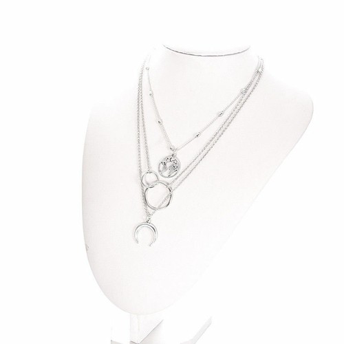 Women Multilayer Moon Lady Alloy Clavicle Choker Necklace Charm Chain Jewelry - Picture 5 of 5