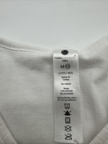 Yogalicious T-Shirt Youth Girl Medium White Solid V-Neck..#25293 - Picture 2 of 9