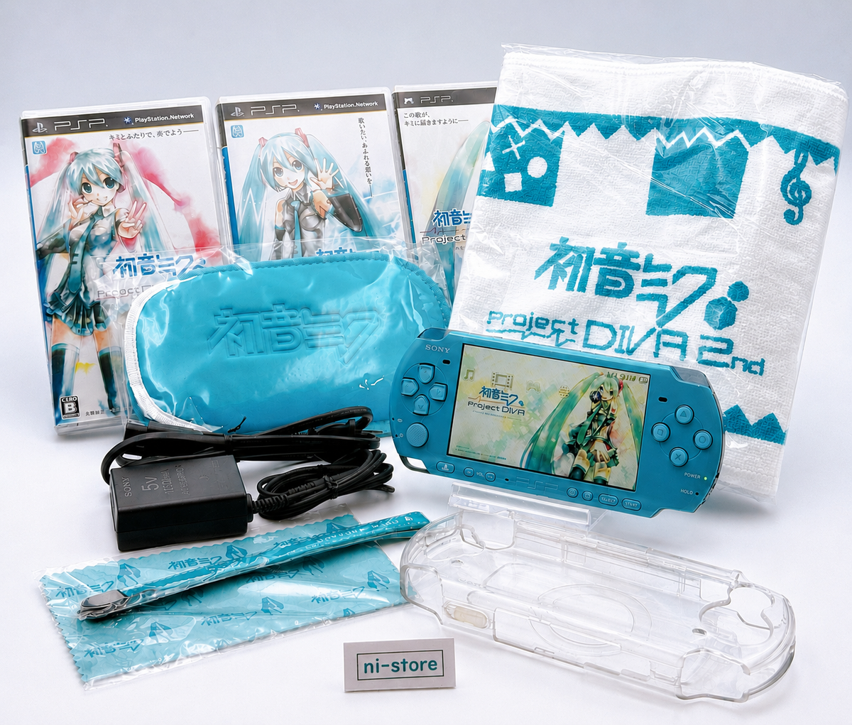 Sony PSP-3000 Console Miku Hatsune DIVA 2nd Limited w/Pouch, Strap