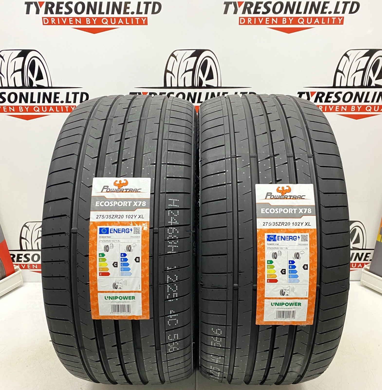 2 X 275 35 20 POWERTRAC 275/35ZR20 102Y XL BRAND NEW C & B RATED M+S 2753520