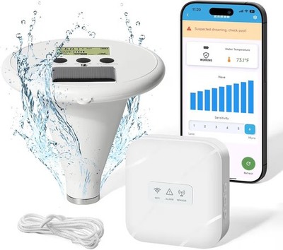 WiFi Pool Alarm, Zuomeng Solar Wave Pool Alarm with High Sensitivity, App Contro