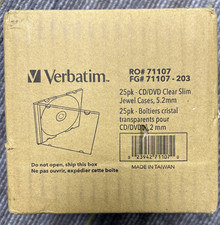 DVD Verbatim CD BluRay Clear Slim Jewel Cases 52 mm 25 Pack