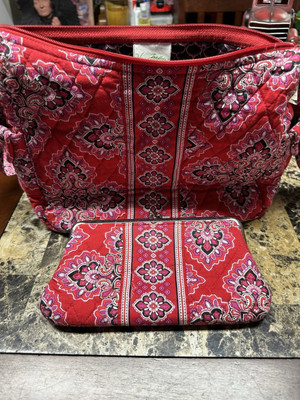 Vera Bradley  On The Go  Purse With Matching Snap Wallet  Frankly Scarlet 