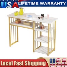 Manicure Table Nail Desk w/Open Shelves Nail Art Desk for Nail Tech Beauty Salon