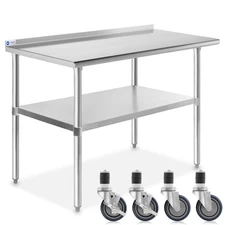 Stainless Steel 24" x 48" NSF Kitchen Restaurant Prep Table w Backsplash Casters