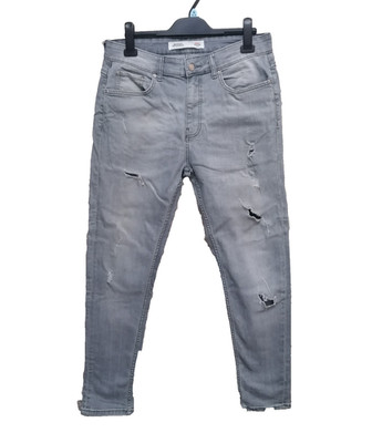Burton Grey Jeans Gr. W32R Stretch Tapered Ripped Distressed Denim