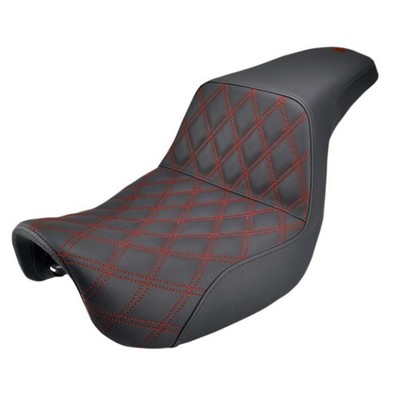 Saddlemen Step Up Seat - Lattice Stitched - Red Stitched - Dyna 806-04-172RD