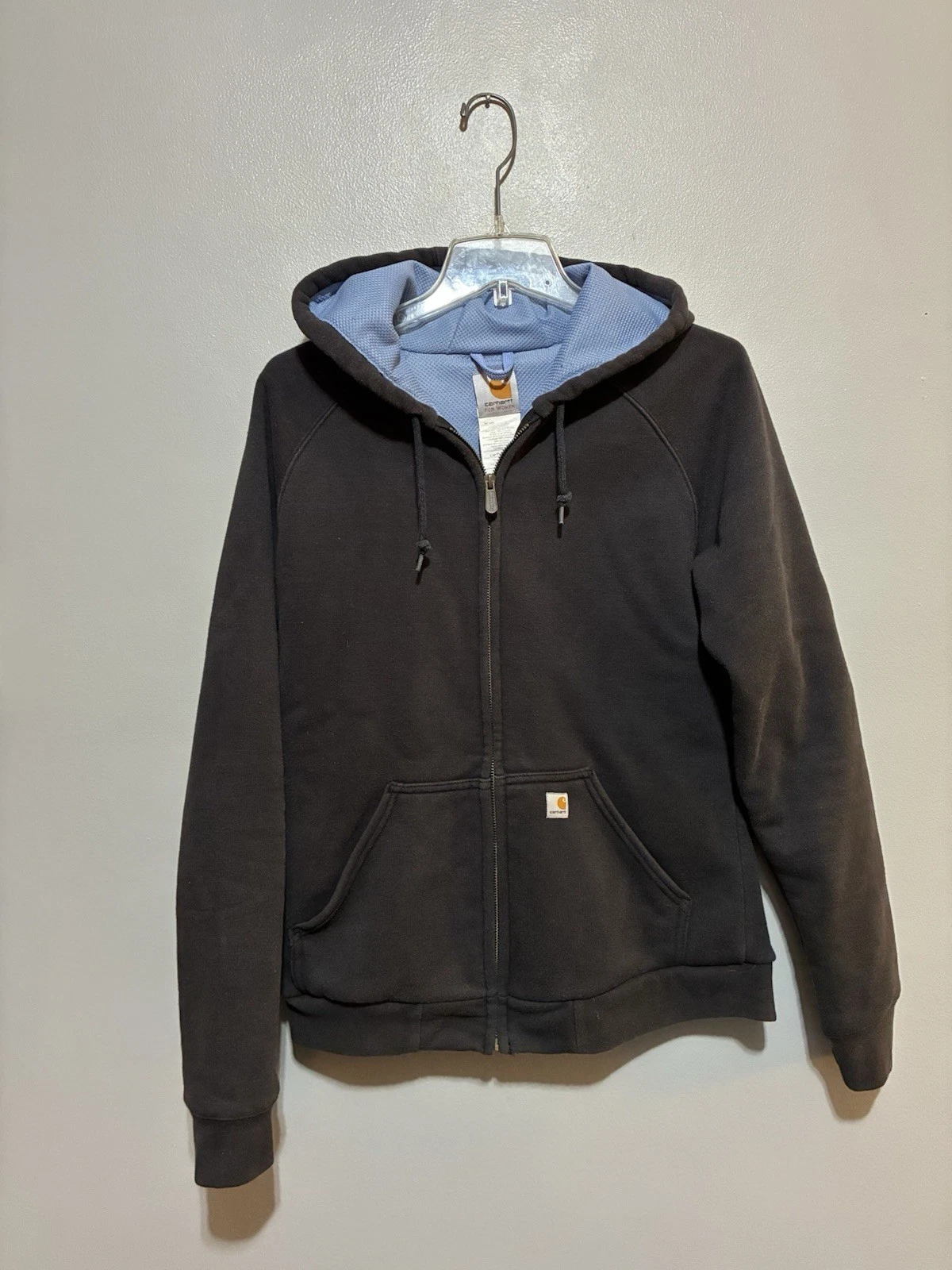 Vintage Carhartt Hoodie Womens Size Large Full Zip Thermal Lined Sweatshirt