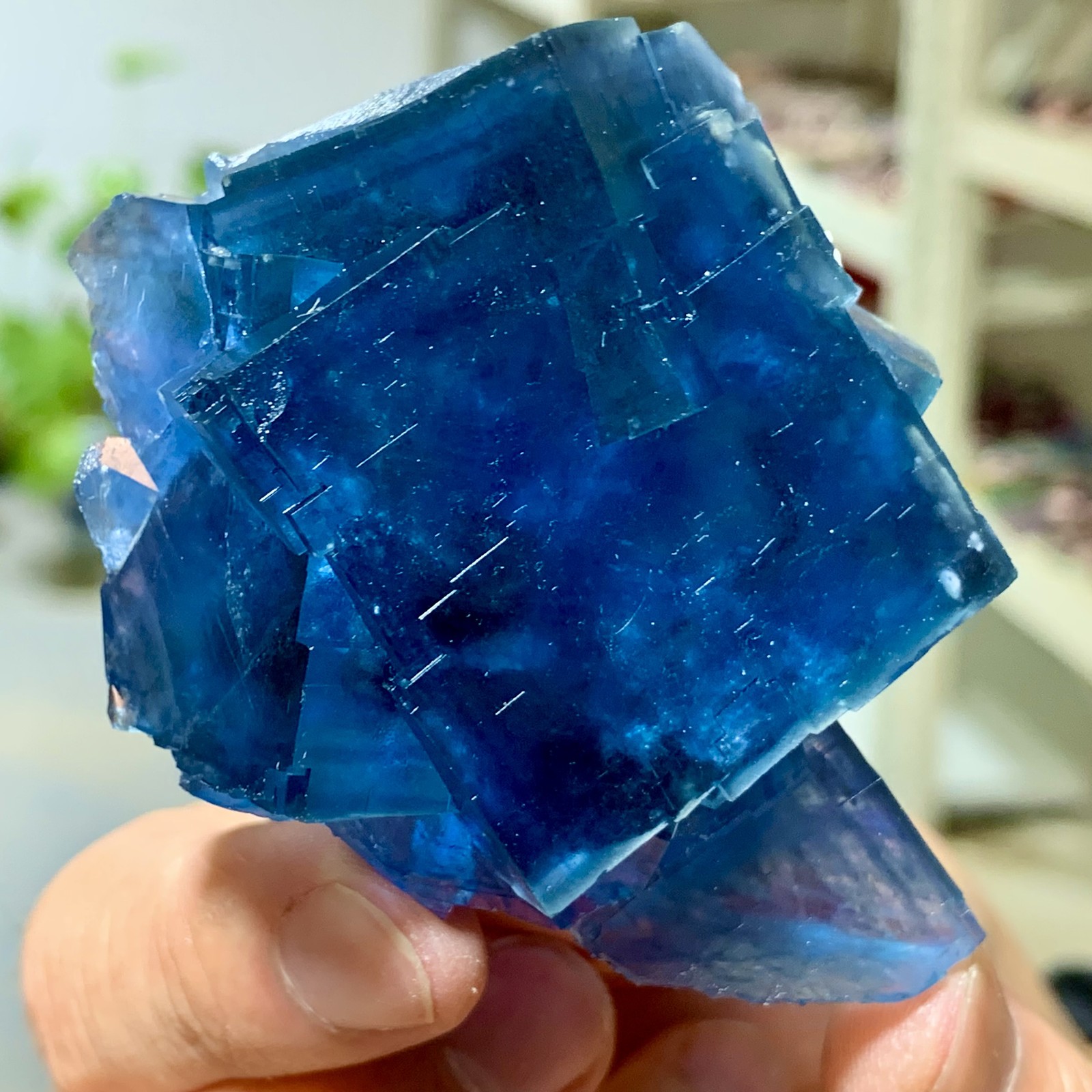 129G Transparent Blue-Green Cubic Fluorite Crystal Specimen from China
