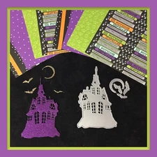Stampin' Up! HALLOWEEN SPELLS DSP, GLITTER PAPER & HAUNTED HOUSE DIES!