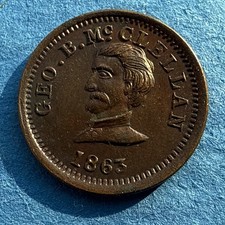 Rare 1863 Uncirc. Maj. Gen. Geo. B. McClellan Civil War Token Patriotic Issue