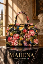 MAHENA SECRET GARDEN Genuine Leather Handbag Luxury Made in Italy