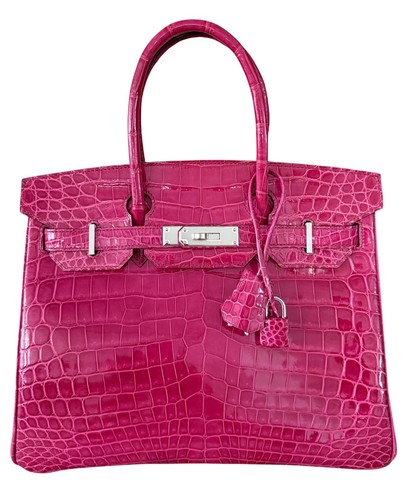 Hermes Birkin 30 Rose Tyrien Pink Shinny Crocodile Palladium Hardware